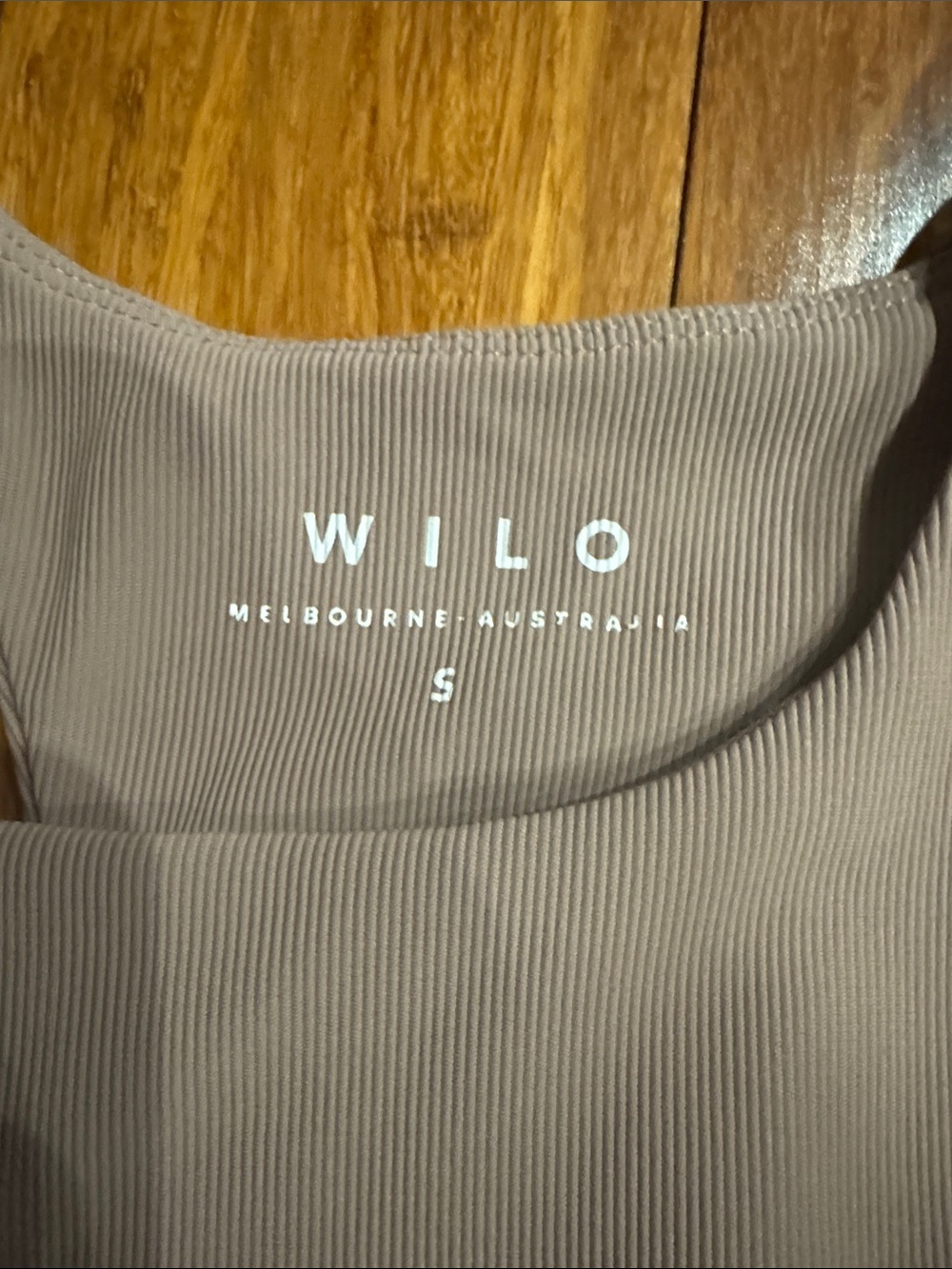 Wilo Ribbed High-Neck Bralette in Taupe - Picture 2 of 5